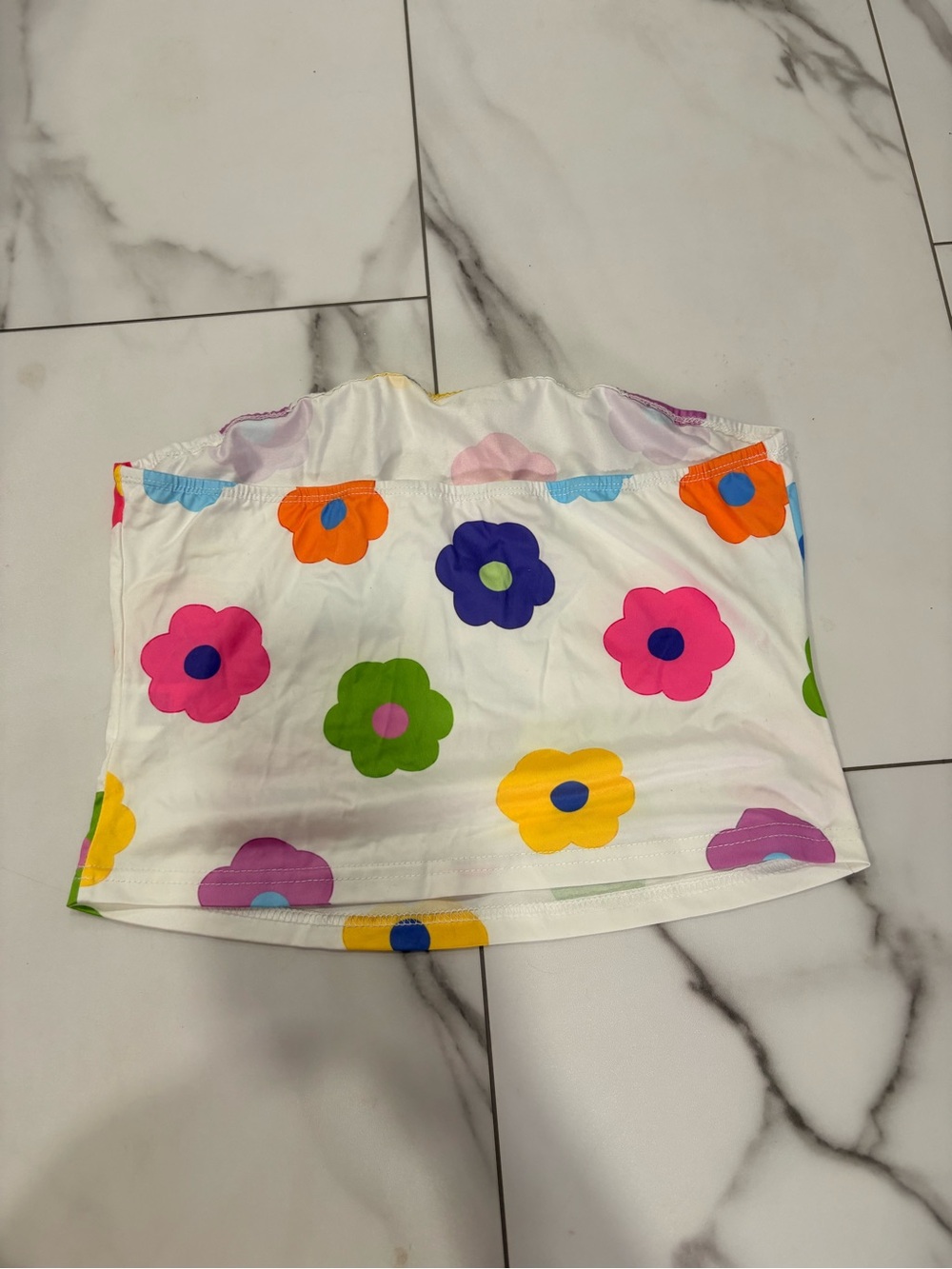 Floral Tube Top Women’s Large Strapless Crop Top - Picture 2 of 3